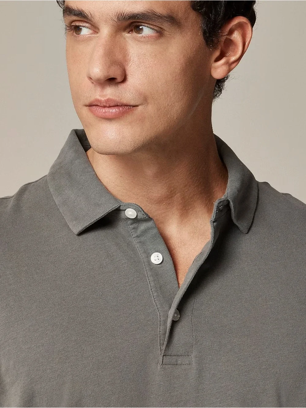 J crew dusty charcoal Sueded cotton polo shirt